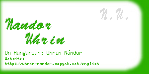 nandor uhrin business card